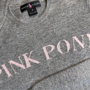 Ralph Lauren Pink Pony Gray Cashmere Crewneck Long-sleeved Sweater